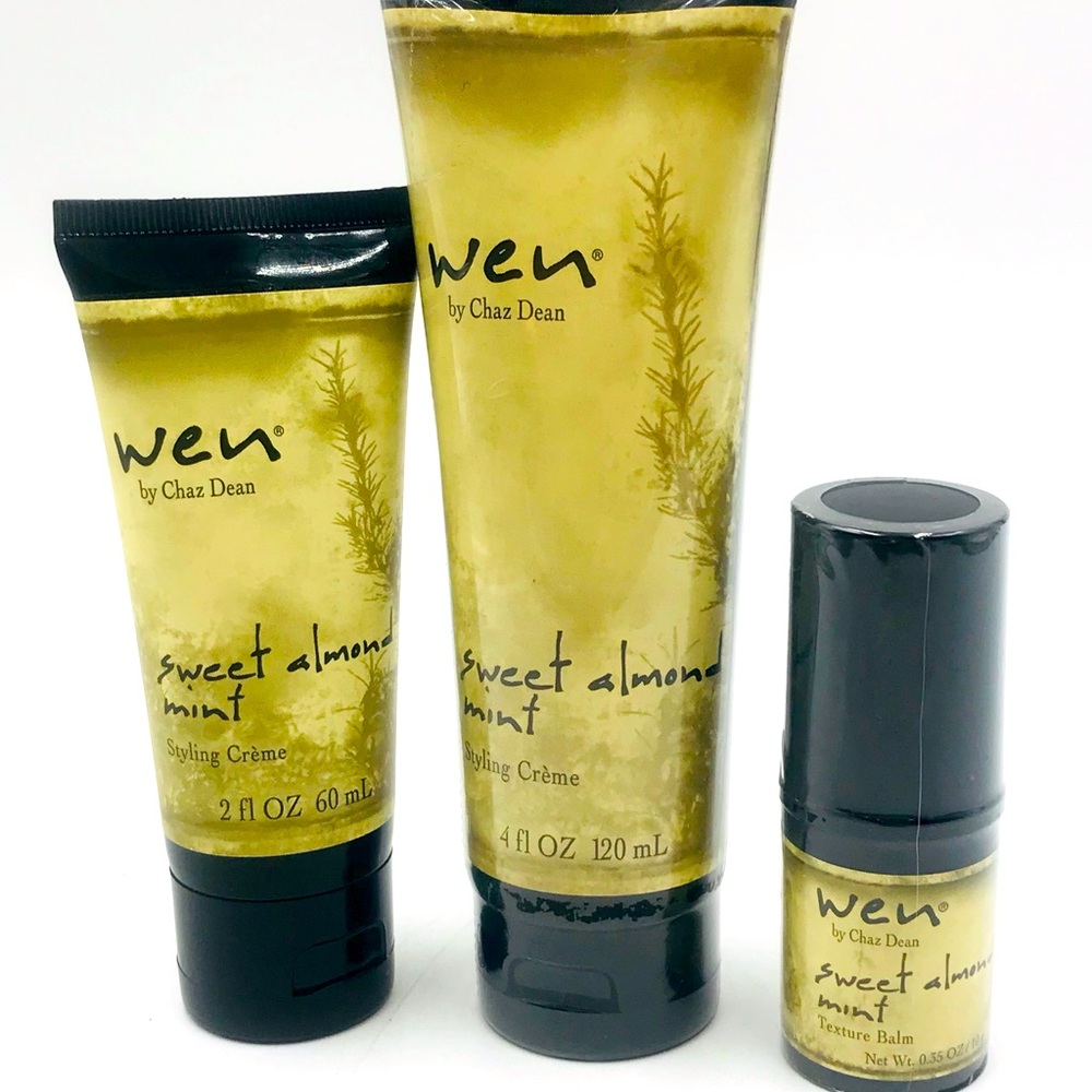Wen By Chaz Dean Lot Of 3 Sweet Almond Mint Styling Hair Cream & Texture Balm